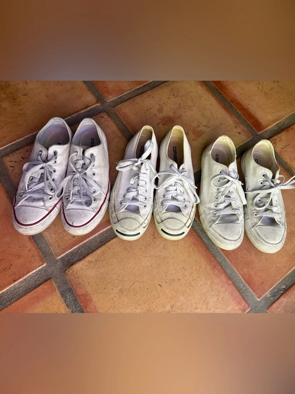 *FIXER UPPER* 3 PAIRS OF WHITE CONVERSE - Size 8 - Picture 1 of 13